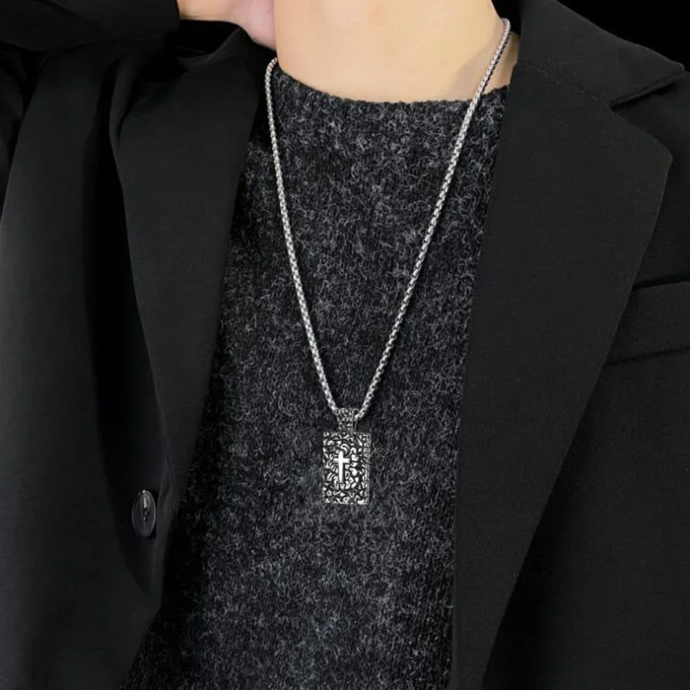 ❤️Cross Stainless Steel Punk Casting Pendant necklace for women/men, N90201P191